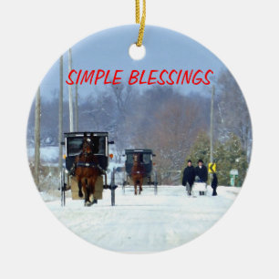 Home From Church on Christmas Day Ceramic Ornament