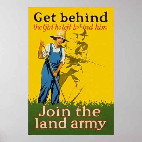 Home Front Join the Land Army WWI Propaganda Poster