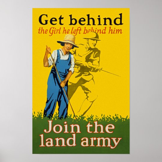 Home Front Join The Land Army Wwi Propaganda Poster Zazzle Com