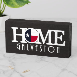 HOME Galveston Texas Wooden Box Sign