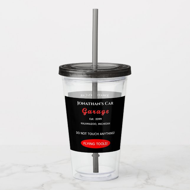 Home Garage Car Mechanic Acrylic Tumbler with Lid (Front)
