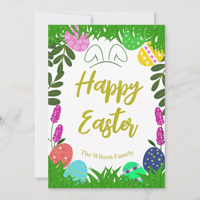 Home Garden Colorful Easter Egg  Holiday Card (Front)