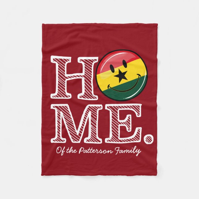 Home Ghana Smiling Flag Housewarming Fleece Blanket (Front)