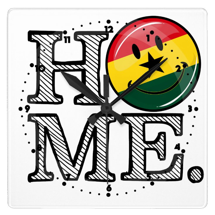 Home Ghana Smiling Flag Housewarming Square Wall Clock Zazzle