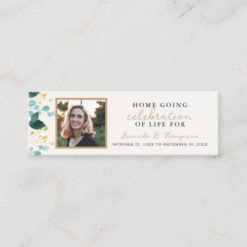 Home Going Celebration of Life Funeral Bookmark Mini Business Card