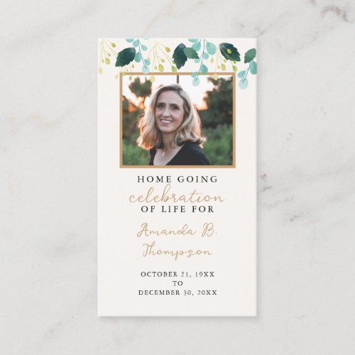 Home Going Celebration of Life Funeral Prayer Card