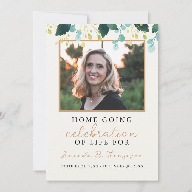 Home Going Celebration of Life Funeral Service Invitation (Front)