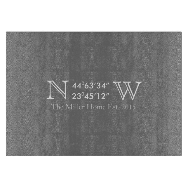 Home GPS Coordinate Glass Cutting Board (Front)