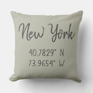 Home GPS Coordinates Longitude Latitude New York   Throw Pillow