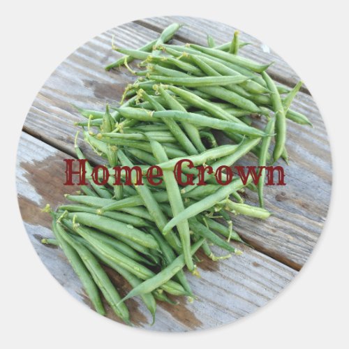 Home Grown Green Beans Classic Round Sticker