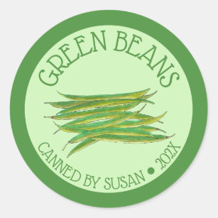 Home Grown Green Beans Vegetables Canned By  Classic Round Sticker