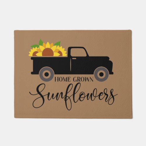 Home Grown Sunflowers Cute Truck  Doormat