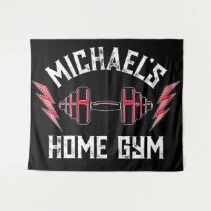 Home Gym Weight Lifting Personalized Fitness Flag Tapestry
