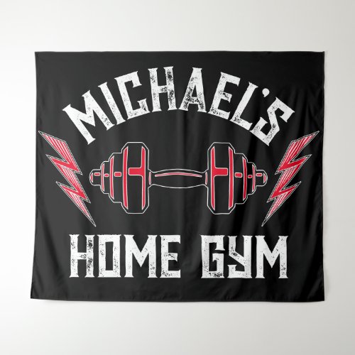 Home Gym Weight Lifting Personalized Fitness Flag Tapestry