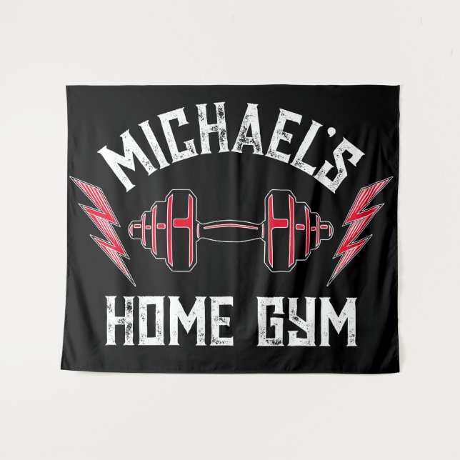 Home Gym Weight Lifting Personalized Fitness Flag Tapestry (Front (Horizontal))