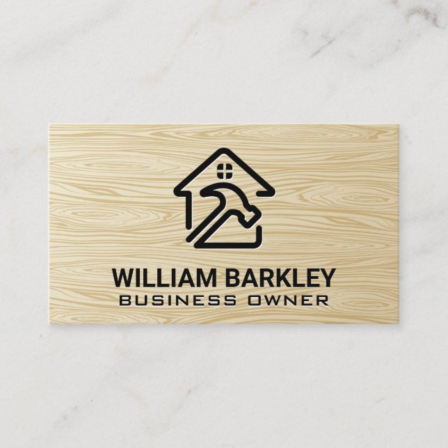Home Hammer Logo | Wood Grain Business Card (Front)