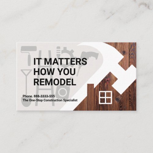 Home Hammer Silhouette Construction Tools Business Card