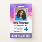 Home Health Aide / Certified Nurse Aide Photo ID Badge (Front)