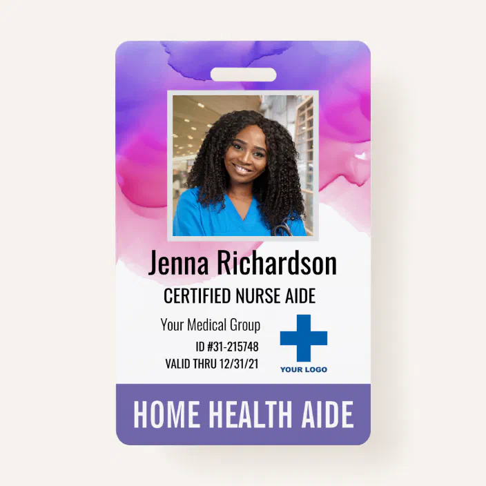 Home Health Aide Certified Nurse Aide Photo Id Badge Zazzle