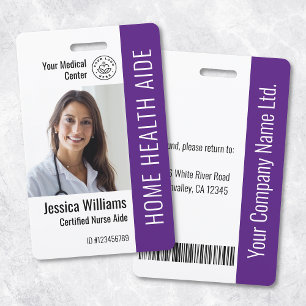 Home Health Aide Certified Nurse Aide Photo ID  Badge