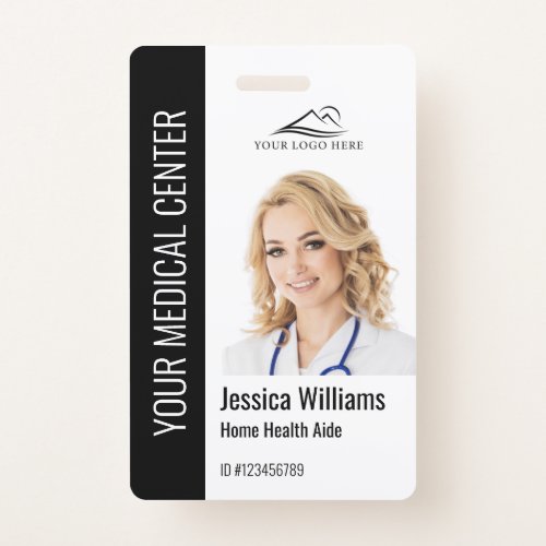 Home Health Aide Medical Photo ID Black Badge