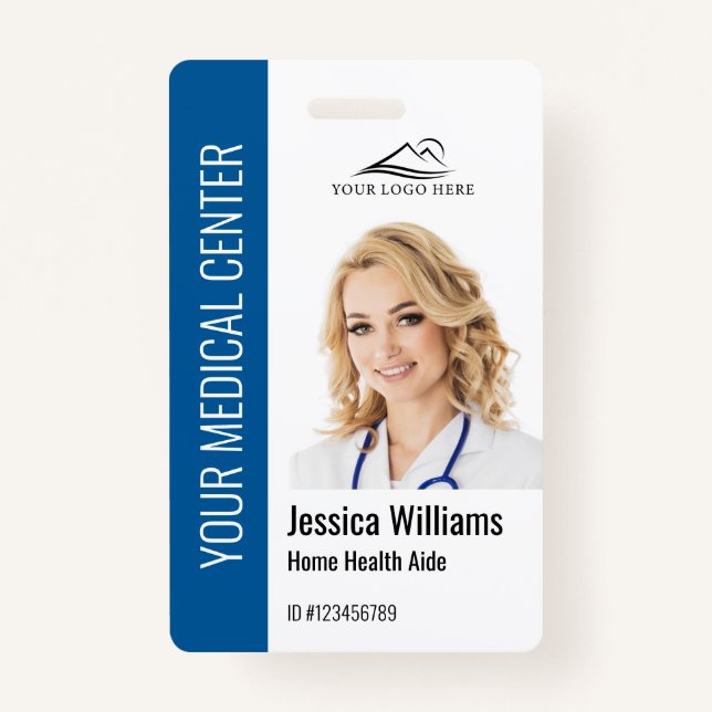 Home Health Aide Medical Photo ID Blue Badge (Front)