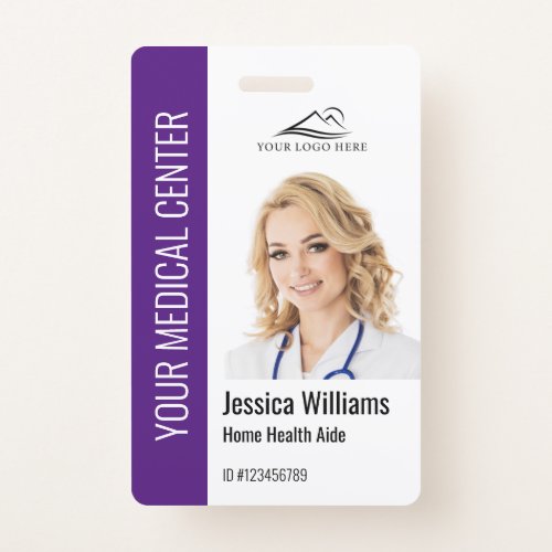 Home Health Aide Medical Photo ID Purple Badge