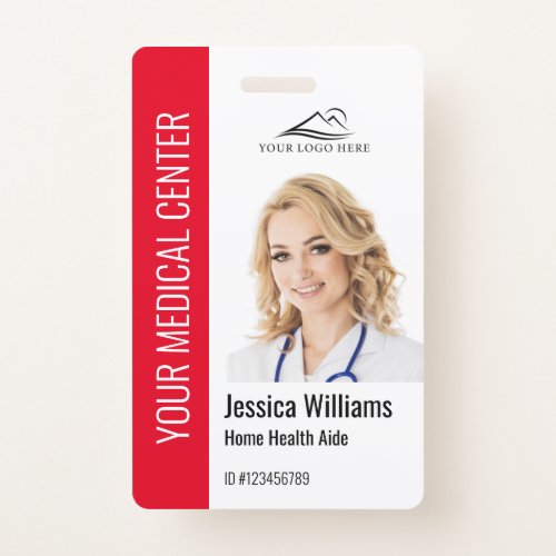 Home Health Aide Medical Photo ID Red Badge
