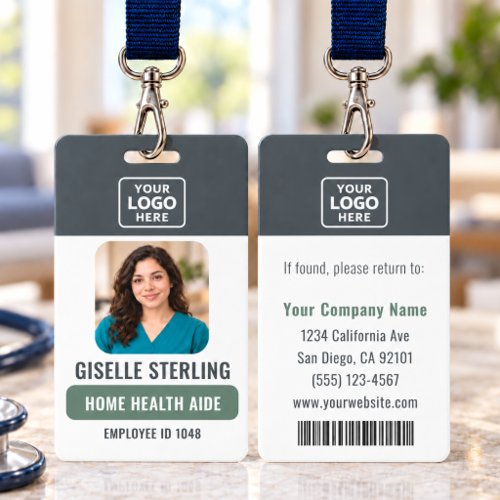 Home Health Aide Photo Logo Bar Code Badge