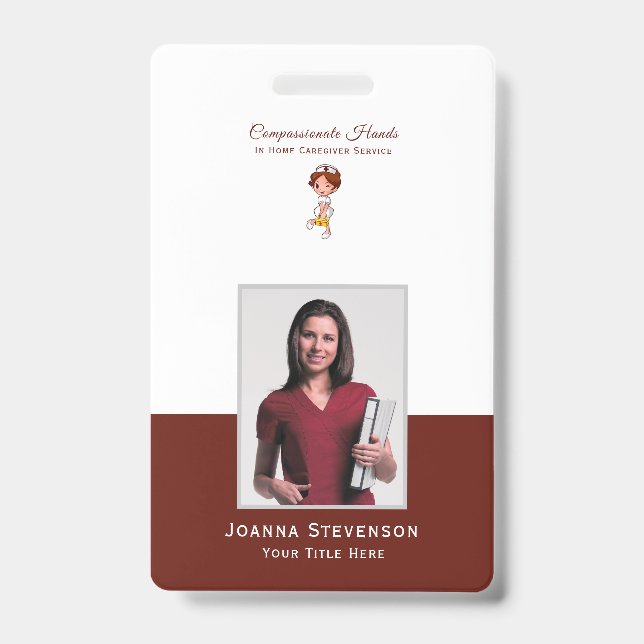 Home Health Care Nurse Caregiver Photo Badge (Front)