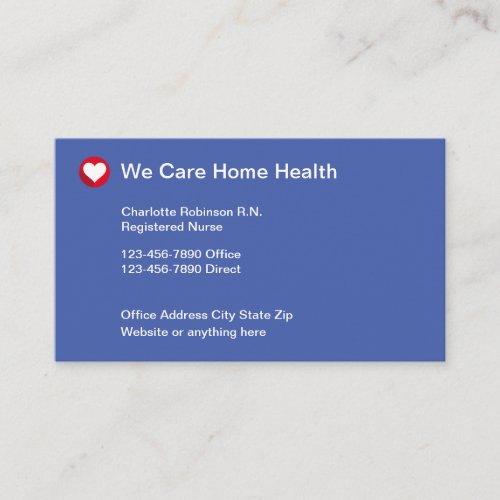 Home Health Heart Symbol Medical Business Card