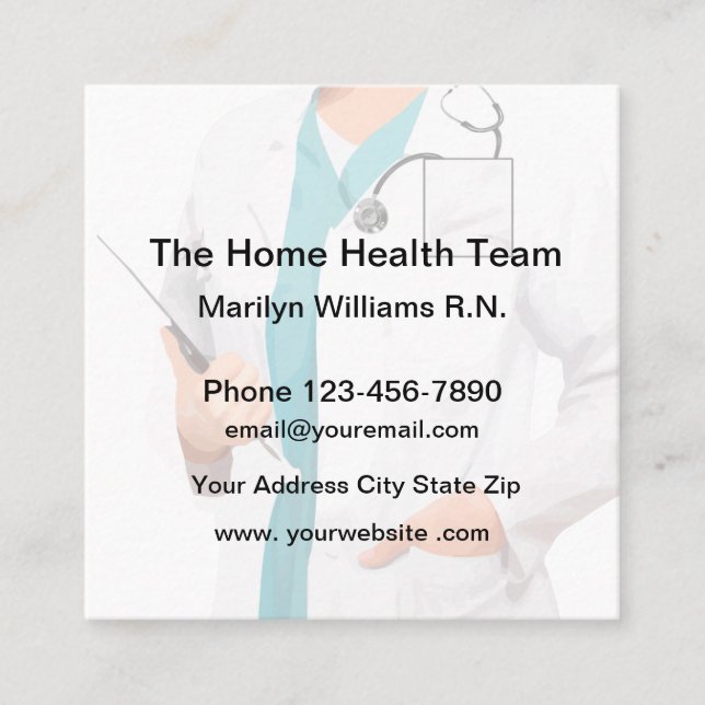 Home Health Medical Square Business Card (Front)