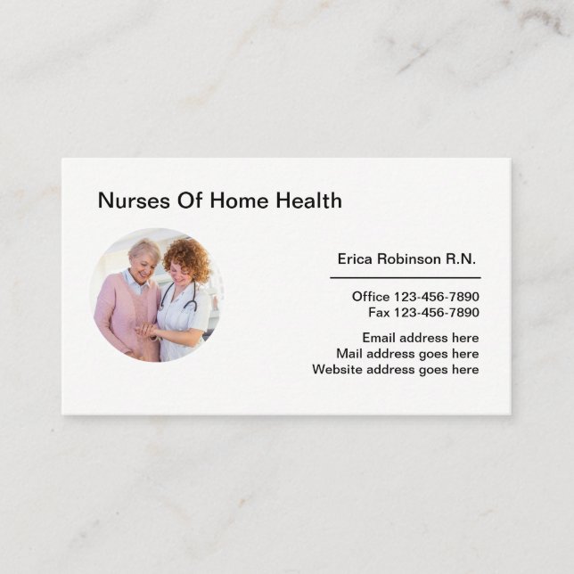 Home Health Modern Nursing Business Cards (Front)