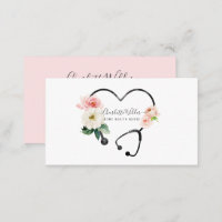 Home Health Nurse Caregiver Floral Stethoscope  Business Card