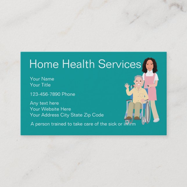 Home Health Nurse Custom Face Business Card (Front)