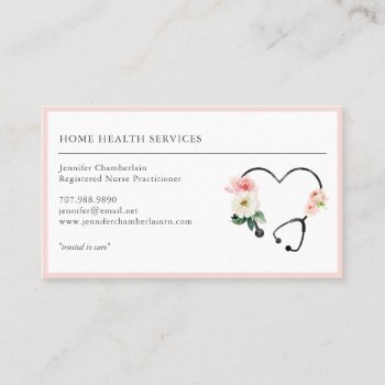 Home Health Nurse Floral Stethoscope Business Card by PersonOfInterest at Zazzle