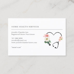Home Health Nurse Floral Stethoscope Business Card