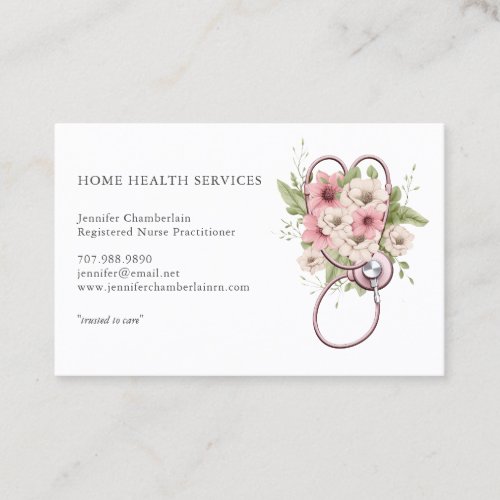 Home Health Nurse Floral Stethoscope Business Card