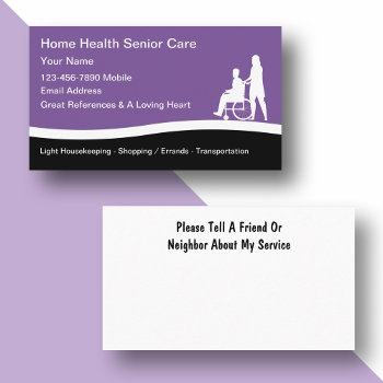 Home Health Nurse Or Caregiver Business Cards by Luckyturtle at Zazzle