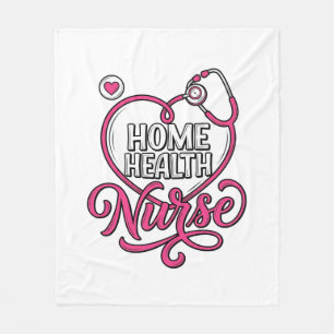 Home Health Nurse Pink Stethoscope Shirt Design_1 Fleece Blanket