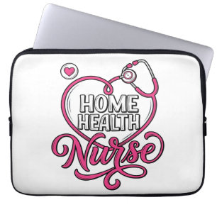 Home Health Nurse Pink Stethoscope Shirt Design_1 Laptop Sleeve