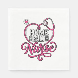 Home Health Nurse Pink Stethoscope Shirt Design_1 Napkins
