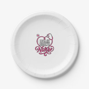Home Health Nurse Pink Stethoscope Shirt Design_1 Paper Plates