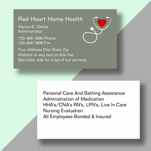 Home Health Nursing Services Business Card