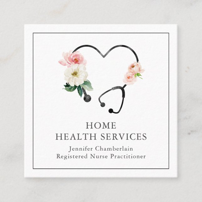 Home Health Services Nurse  Square Business Card (Front)