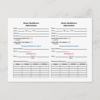 Home Healthcare Id Info Cards by Firecrackinmama at Zazzle