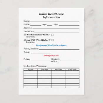 Home Healthcare Info Card With Image by Firecrackinmama at Zazzle