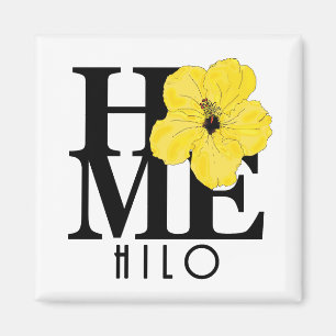HOME Hilo Hawaii Yellow Hibiscus Magnet