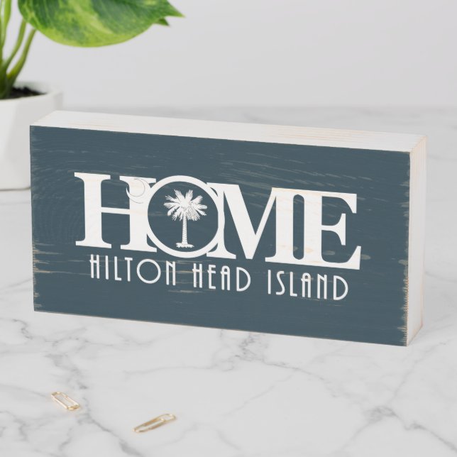 HOME Hilton Head Island Wooden Box Sign (In Situ Horizontal)