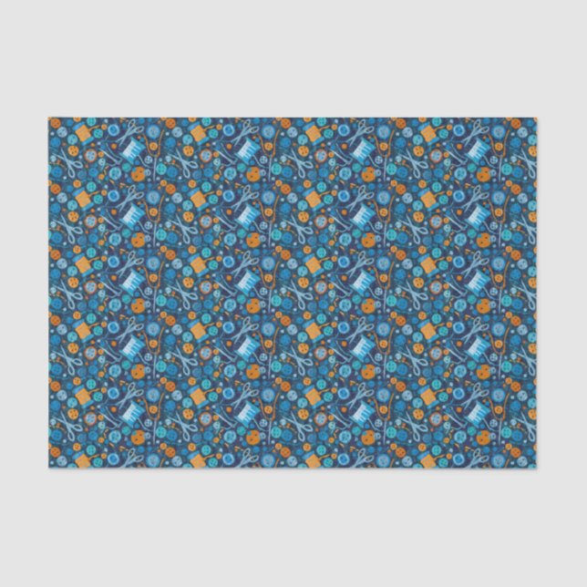 Home Hobby Sewing Craft Paper Collage Pattern Blue (Front)